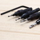 4Pcs #6 #8 #10 #12 HSS Countersink Drill Bit Set Screw 1/4 Hex Shank Wood T