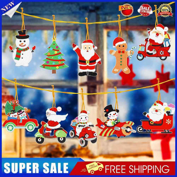 #A 10pcs Hanging Ornament Art Crafts 5D DIY for Kids Adults Cartoon Christmas Gi