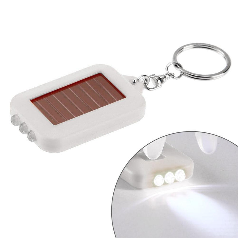 Mini Portable Solar 3 LED Light Keychain Camping Torch Flashlight (White)