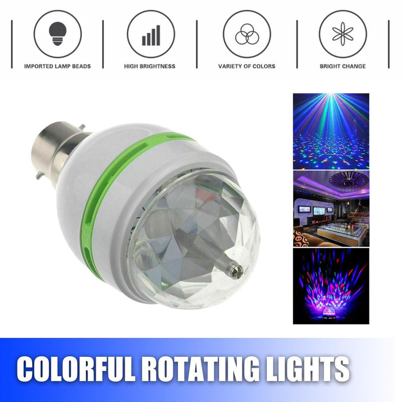 LED Rotating Disco Light Bulb RGB Projector Multi Colour Bayonet Lamp Party#