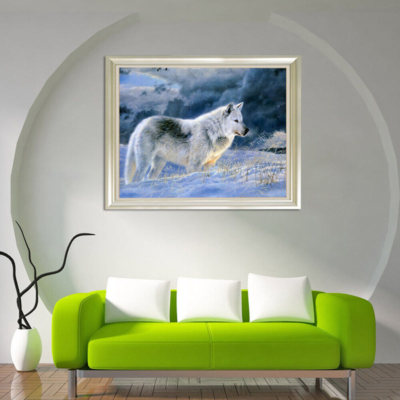 Snow Wolf 5D Diamond DIY Painting Craft Kit Home Decor