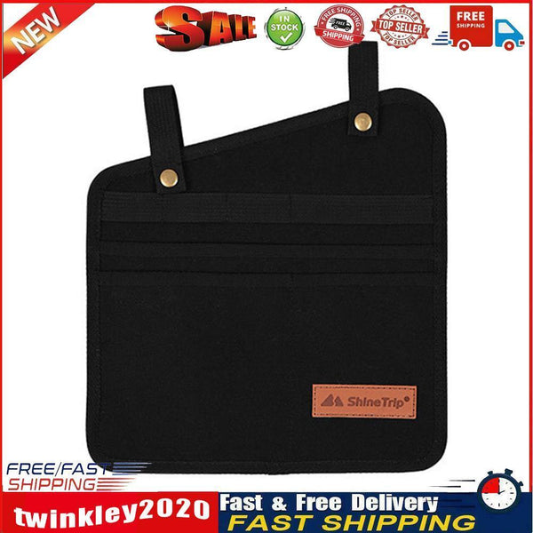 Chair Side Storage Bag Pocket Armrest Hanging for Outdoor Camping (Black) Newly