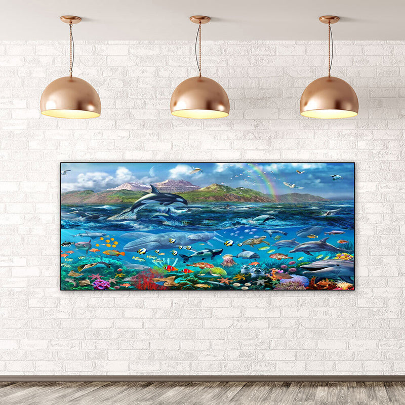 Marine Life Oil Paint By Numbers DIY Canvas Wall Art Picture Craft Home Decor