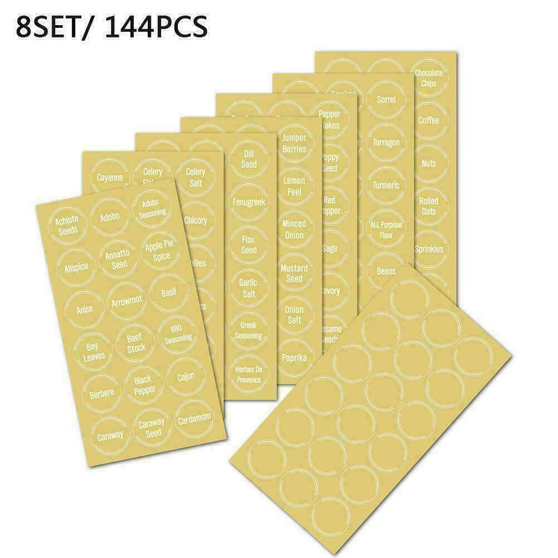 144X Spice Jar Labels Stickers Transparent Bottle Lable E5Y1 C0P3 H0J0