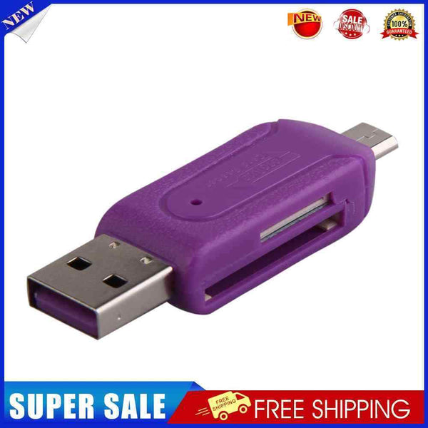 2 In 1 Dual USB Plug OTG SD TF Card Reader For Smartphone Computer Purple