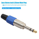 2pcs 6.35mm Stereo Amplifier Plug Metal Microphone Jack Plug-in Audio Connector