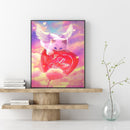 Handmade Angel Cat Heart 5D DIY Full Round Drill Drawing Kit Diamond Painting