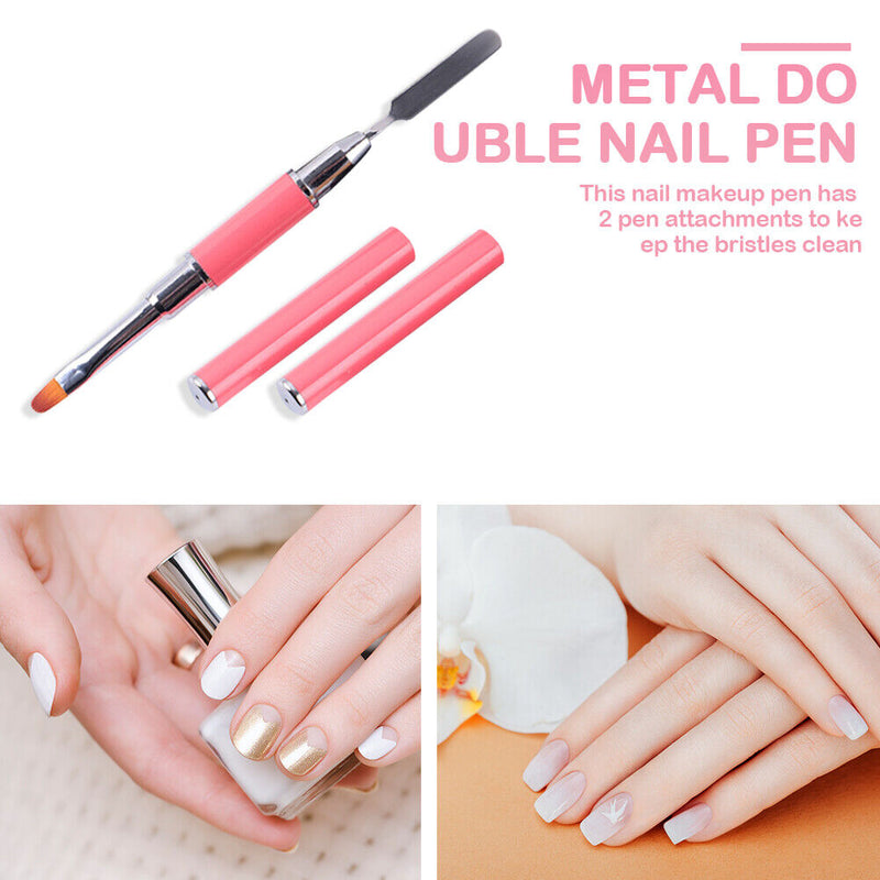 Double-Ended Nail Pen Poly Nail Gel Brush Stainless Steel (Watermelon Red) UK