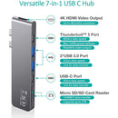 For Macbook Pro/Air Thunderbolt 3 USB C Hub Adapter 4K TV Monitor CHOETECH
