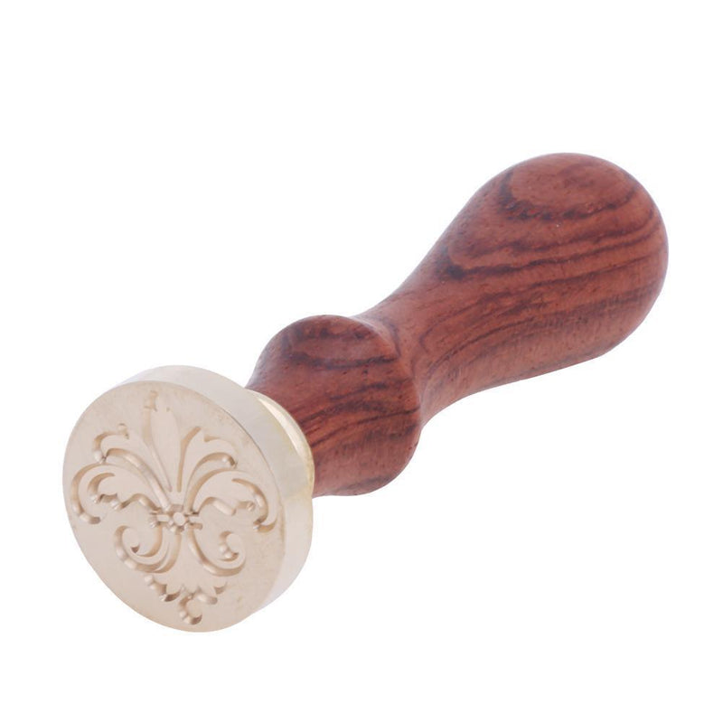 Retro Lily Pattern Rosewood Handle Sealing Wax Seal Stamps Post Decor(K02)