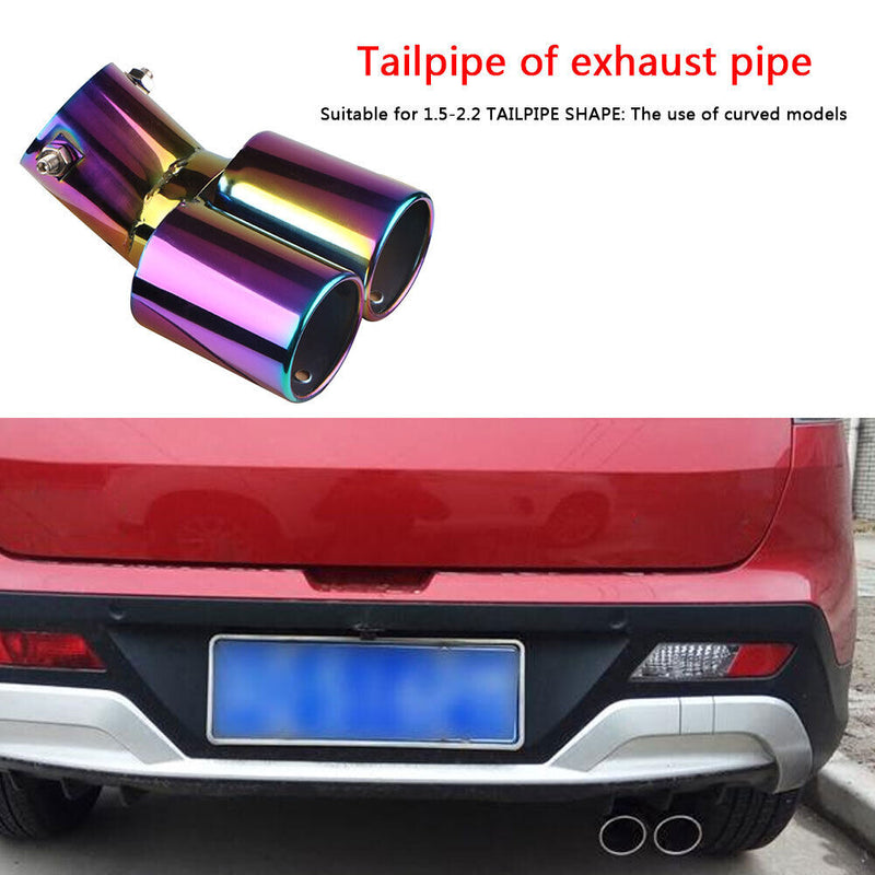 Stainless Steel Bent Dual Exhaust Tailpipe Tip Bolt-on Straight Cut 63mm Inlet
