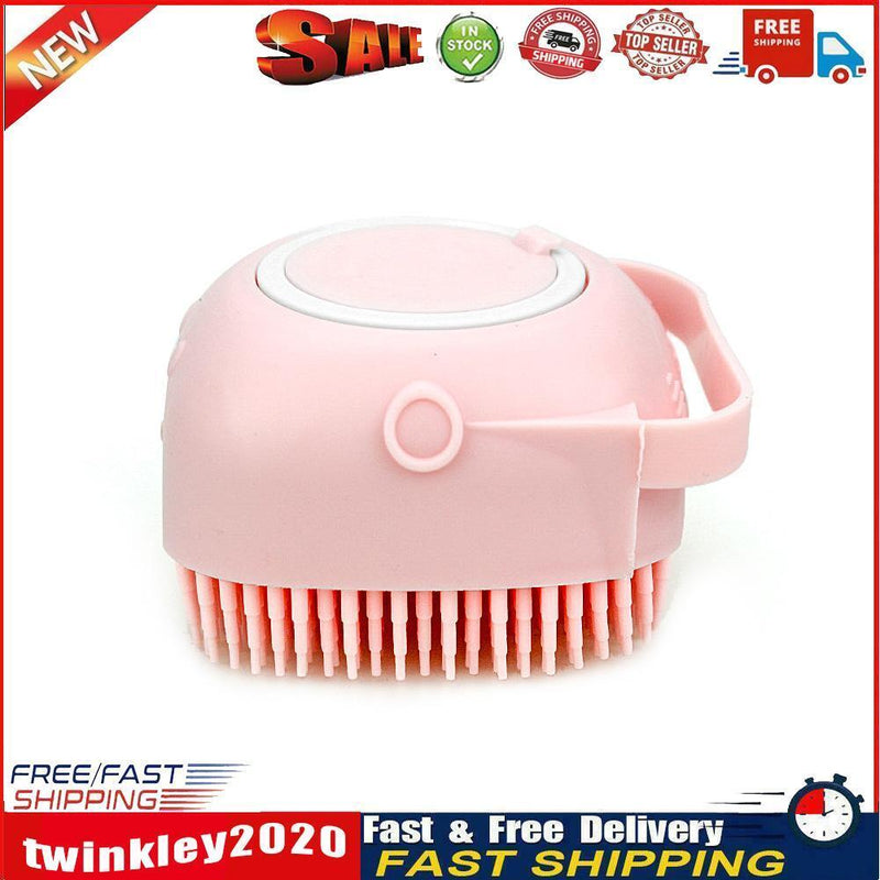 Silicone Pet Cat Bath Massage Brush Shampoo Grooming Comb Scrubber (Pink) Newly