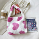 5pcs Retro Women Plush Leopard Love Shoulder Bag(Heart)