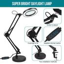 with Base& Clamp LED Lamp Black Desk Light Magnifier Magnifying Glass 10X