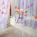 Flowers Print Translucent Curtains Windows Decor Tulle Sheer Drapes Purple