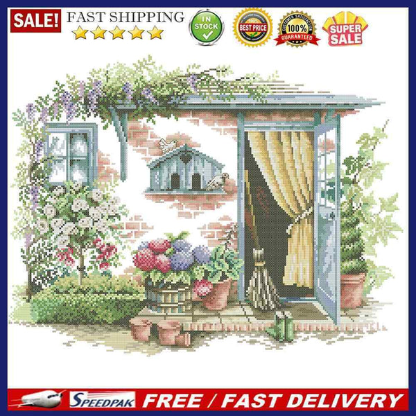 Partial Embroidery Scene 2-Strand 14CT Printed Fabric Cross Stitch Needlework
