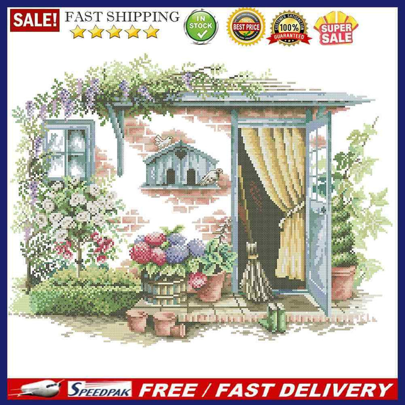 Partial Embroidery Scene 2-Strand 14CT Printed Fabric Cross Stitch Needlework