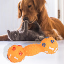 Colorful Dotted Dumbbell Shaped Squeeze Squeaky Faux Bone Pet Dog Toys Newly