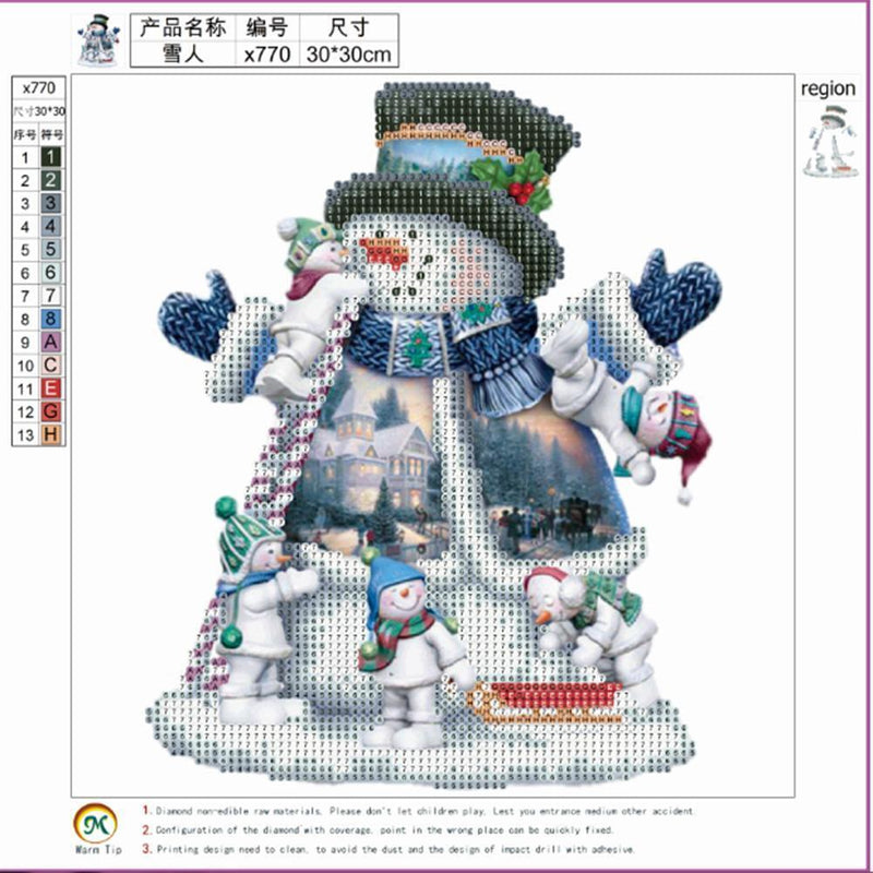 5D Diamond Painting Christmas Snowman Embroidery Cross Stitch Craft