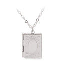 Men Women Book Chain Friend Square Shaped Photo Picture Locket Necklace Pendant