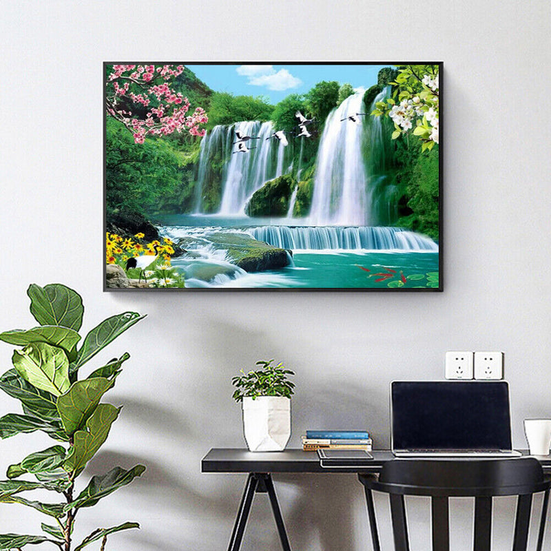 Painting By Numbers Kit DIY Flower Waterfall Canvas Oil Art Picture Craft