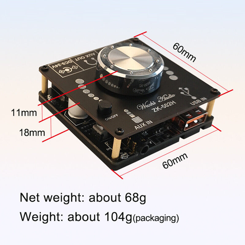 ZK-502H 2x50W HiFi Bluetooth-compatible Amp Digital Power Amplifier Board Newly