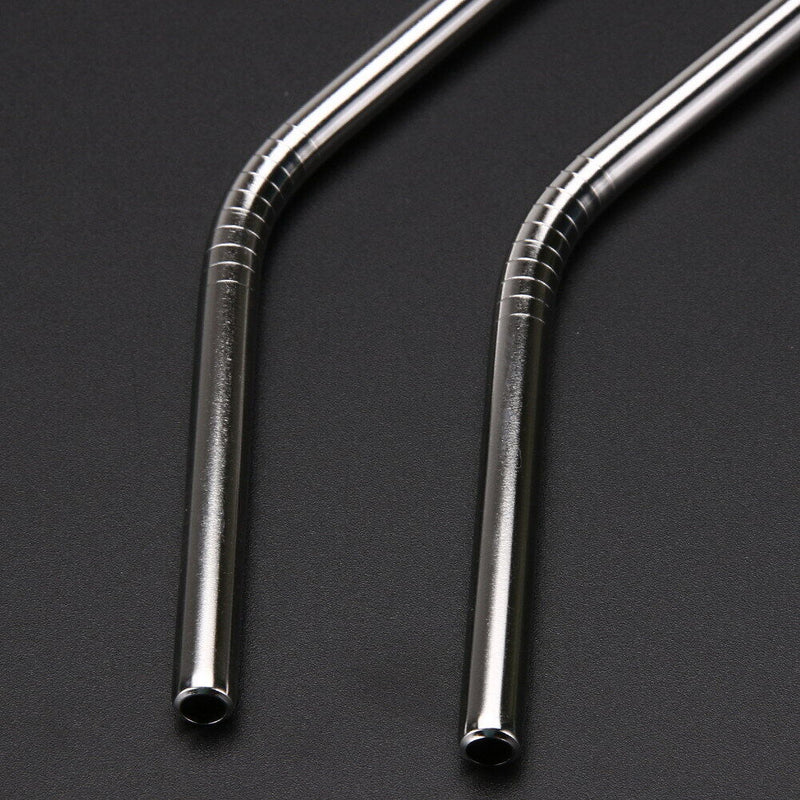 4pcs Metal Stainless Steel Drinking Straws + 1pc Cleaner Brushes