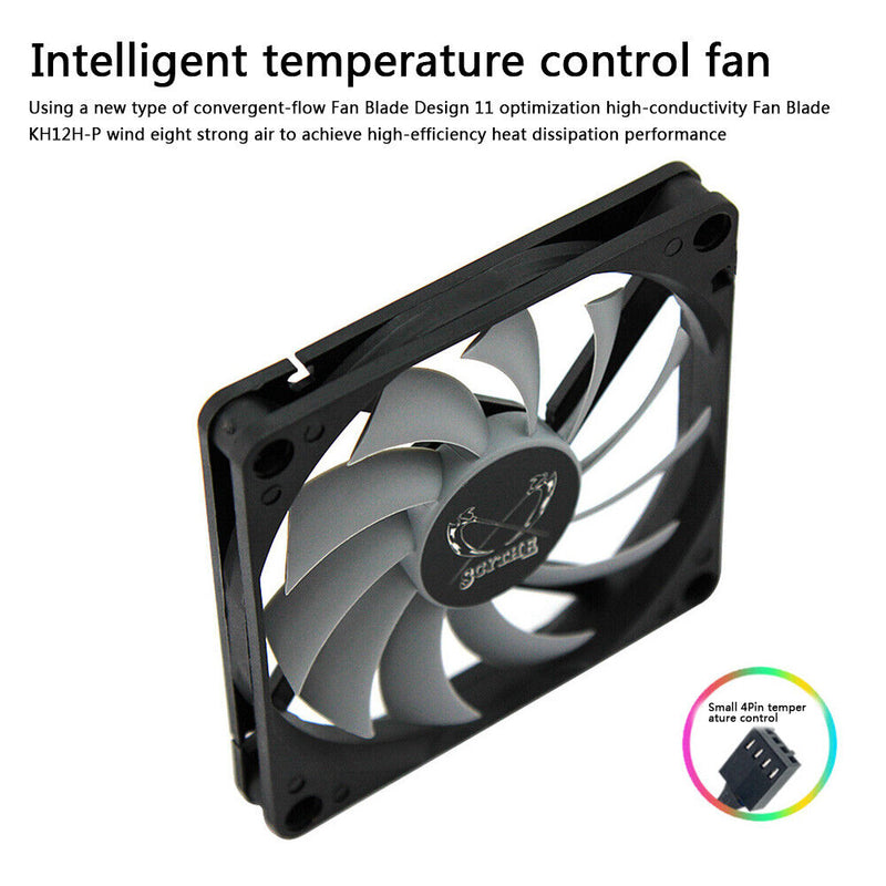 KH12H-P 8cm 4-Pin 3000RPM Speed Temperature Control PWM Computer Case Fan