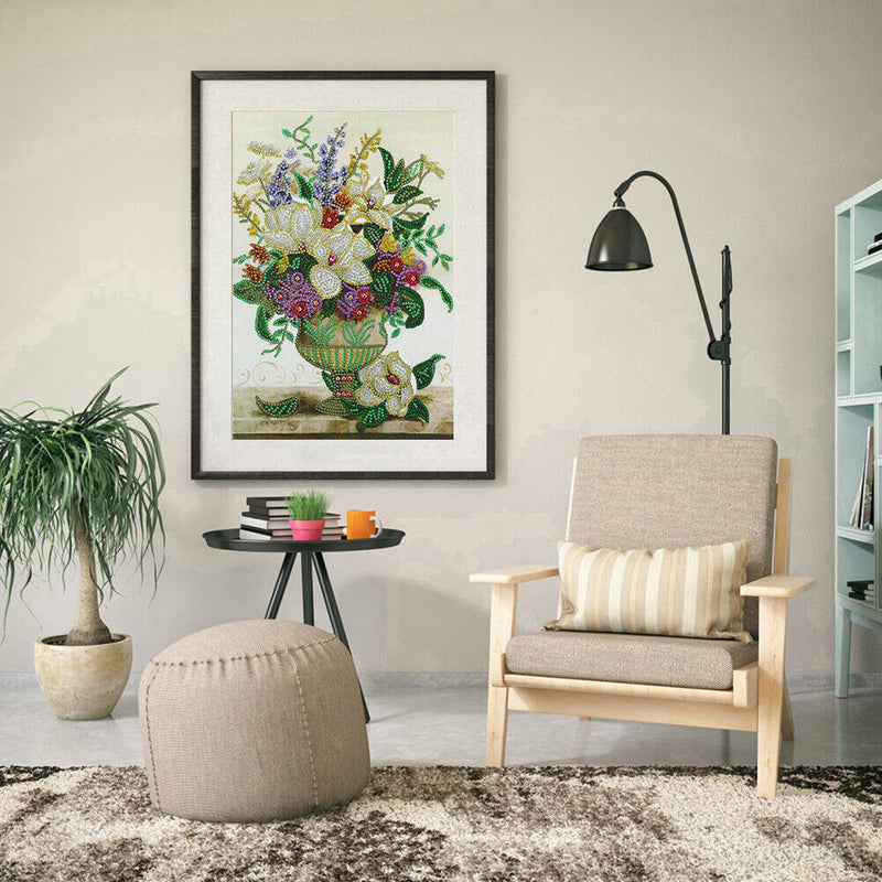Handmade 5D DIY Special Shaped Diamond Painting Flower Vase Picture Kit Newly