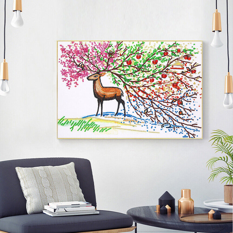 5D DIY Partial Special Shaped Drill Diamond Painting Elk Mosaic Kit Art Craft