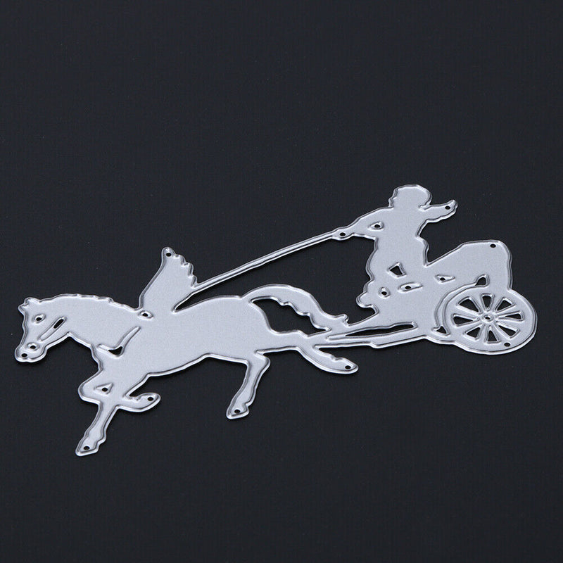 Unique Horse Pattern Metal Punching DIY CO2 Steel Stencil Running Transported
