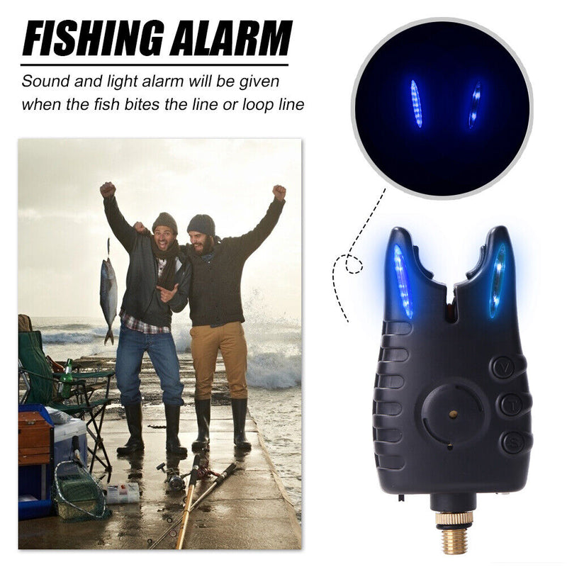 LED Fishing Bite Alarm Adjustable Tone Volume Carp Fishing Tackle (Blue) Newly