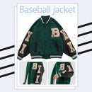 Baseball Jacket for Women Men Long Sleeves Button Up Outwear (Green 2XL)