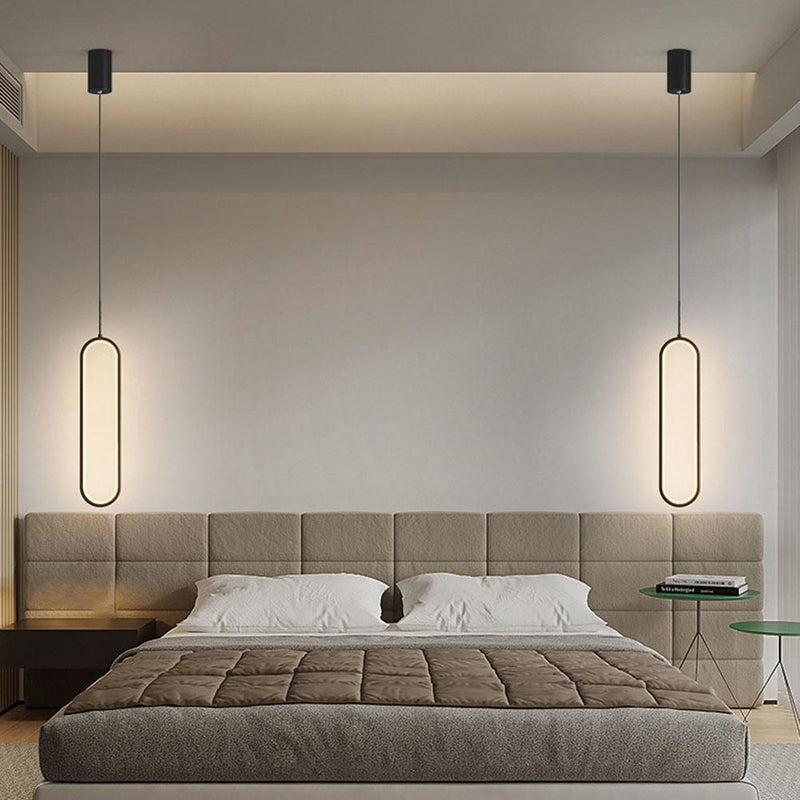 Minimalist Pendant Lamp Nordic Bedroom Bedside Chandelier Lights (White)