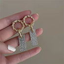 Wedding Square Crystal Earrings Luxury Earrings Bridal Jewelry Drop Earrings