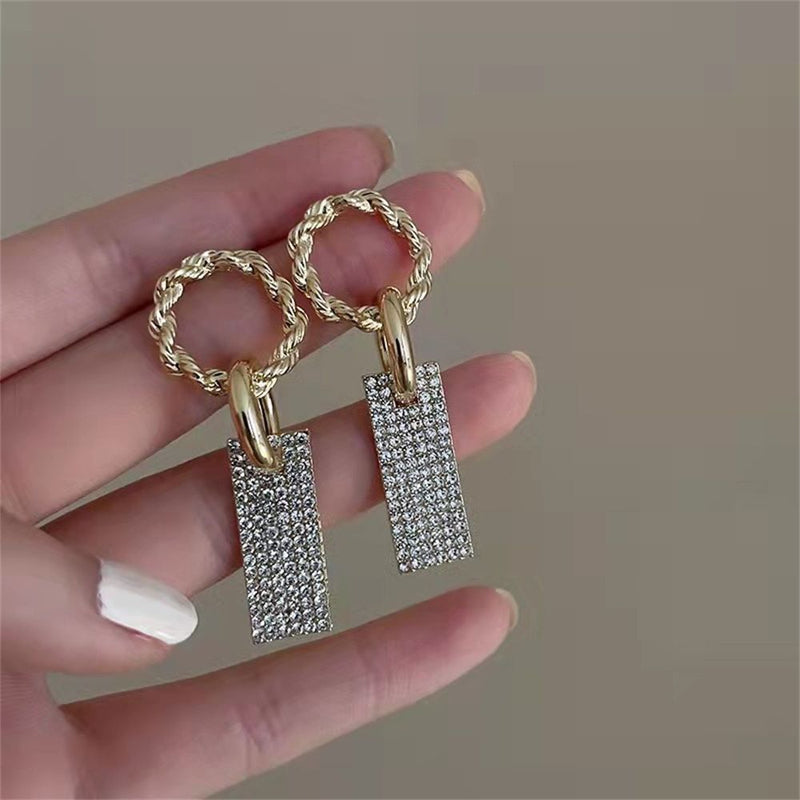 Wedding Square Crystal Earrings Luxury Earrings Bridal Jewelry Drop Earrings