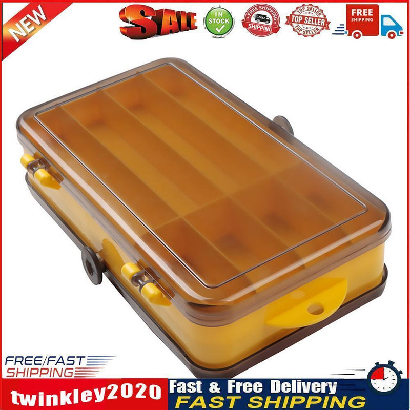 Double Side Fishing Lure Box Bait Case Organizer Lure Fishing Tool (Grey) Newly