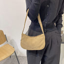 Fashion Women Corduroy Shoulder Underarm Bag Solid Color Handbags (Brown)
