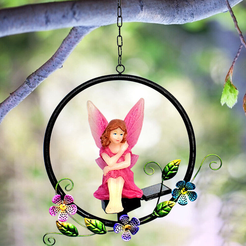 LED Solar Light Flower Fairy Hanging Outdoor Garden Landscape Light (B) Newly