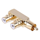 Generic RCA Male to 2 RCA Sockets, Right Angle Audio Male, Spl