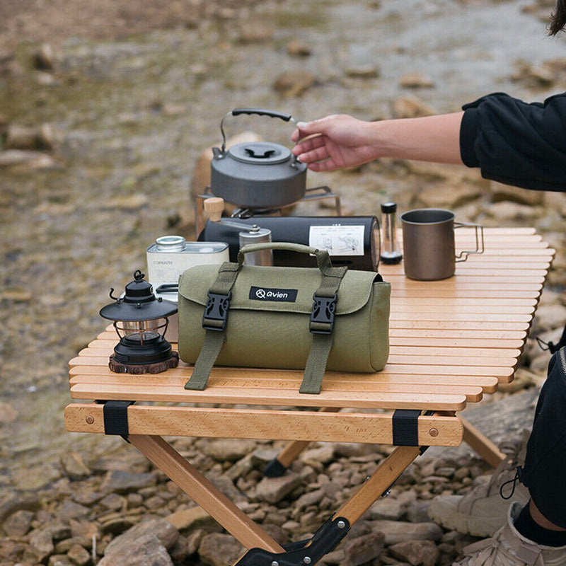 Qvien Outdoor Cassette Stove Storage Bag Canvas Camping BBQ Gas Tank Protecto