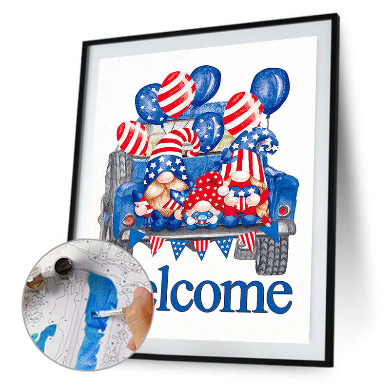 Hand Painted Oil Paint by Numbers DIY Flag Goblin Drawing Wall Decoration Gift