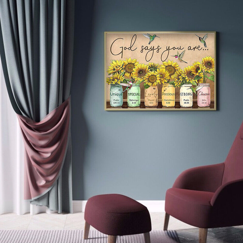 5D DIY Diamond Painting Sunflower Bottle Full Round Kit Rhinestones Home De