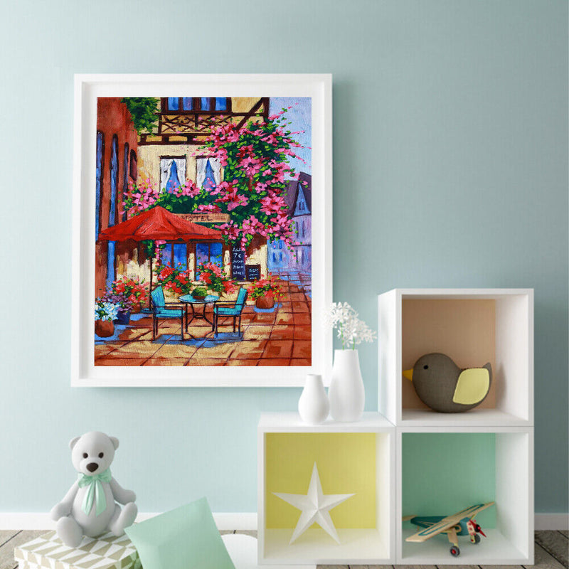 Street Corner Oil Paint By Numbers Kit DIY Acrylic Painting on Canvas Framele
