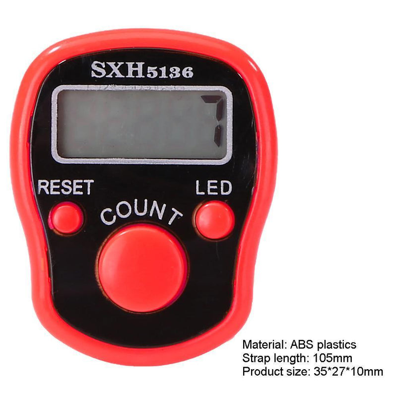 LCD Display Finger Counter LED Luminous Electronic Tally Counter (Red)