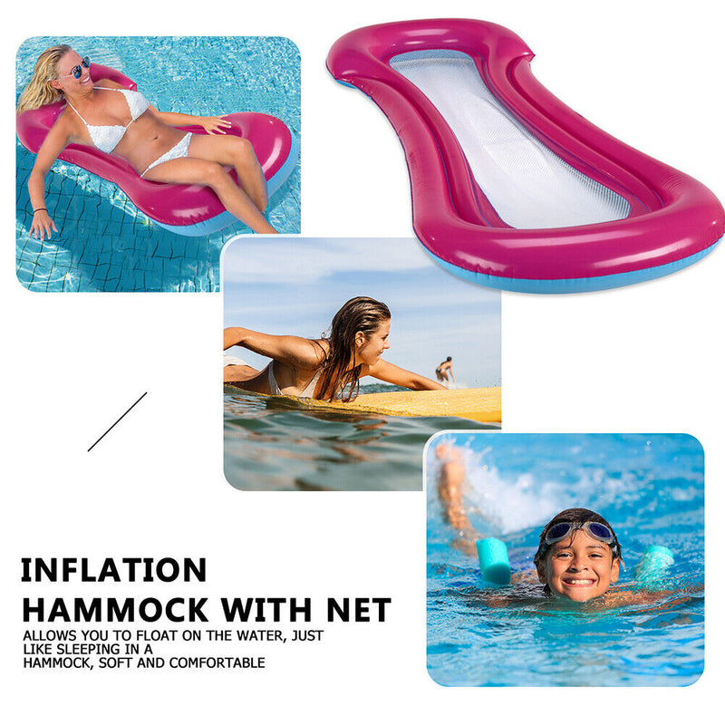 Foldable Inflatable Hammock Back Floating Row Air Bed Swimming Pool Chair Newly