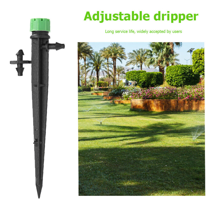 50pcs Adjustable Sprinkler Spray Dripper Drip Emitter 360 Degrees Stake Noz