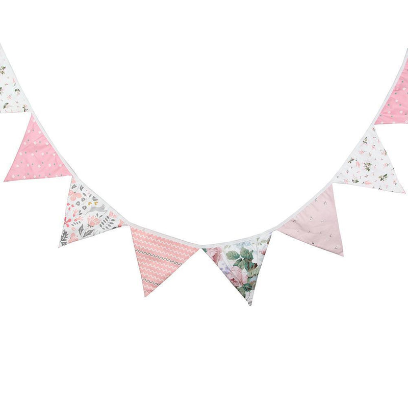 12 Flags 3.2m Cotton Fabric Banners Pennant Bunting Triangular Flags Party