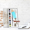 Gradient Feather Fountain Dip Pen Set Crystal Writing Pen Calligraphy Stationery