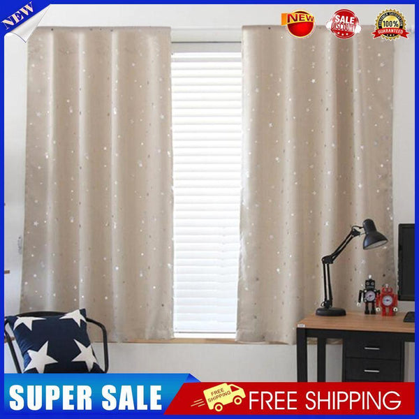 4pcs 100 X 130 cm Stars Blackout Curtain Living Room(Beige?